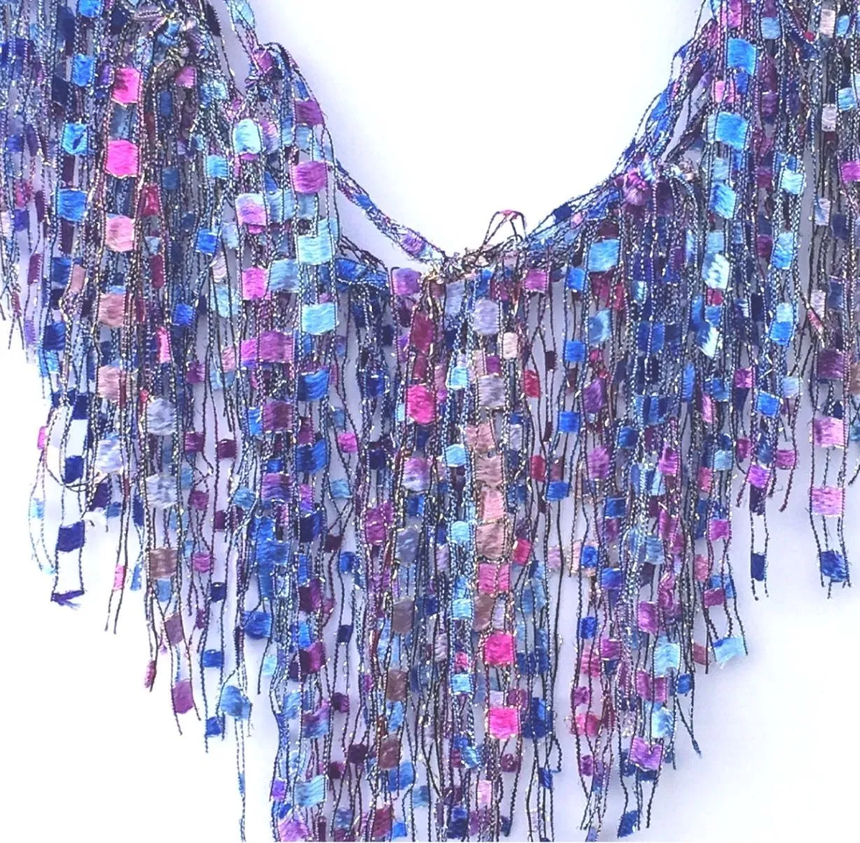 Pink Blue Statement Necklace Scarf for Women