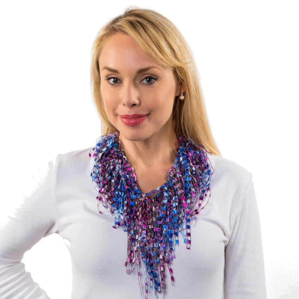 Pink Blue Statement Necklace Scarf for Women