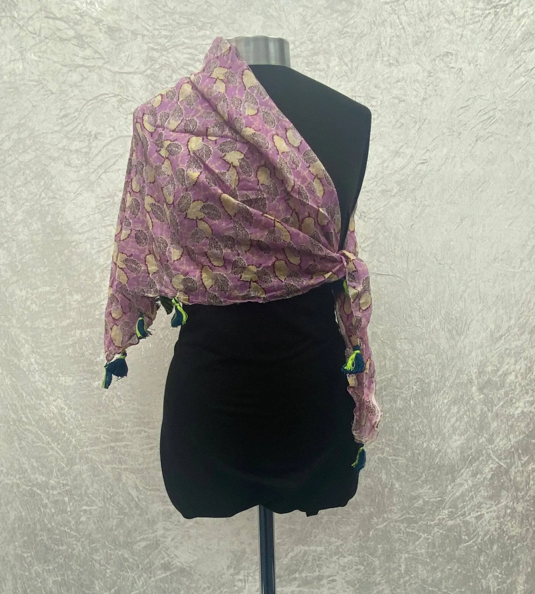 Pink Leaf-  Ethnic Square Scarf