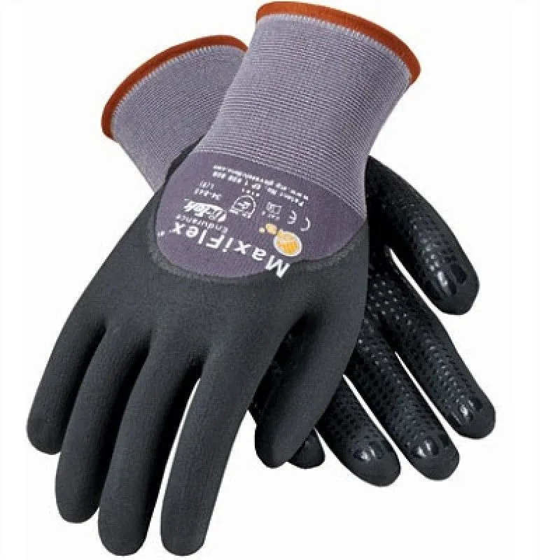 PIP ATG 34-845 MaxiFlex Endurance Gloves Dotted Palms 3/4 Coat Nitrile Micro Foam, Gray, 1 Pair