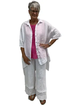 Plum Loco Linen Tunic Top / Jacket, White (AS22338)