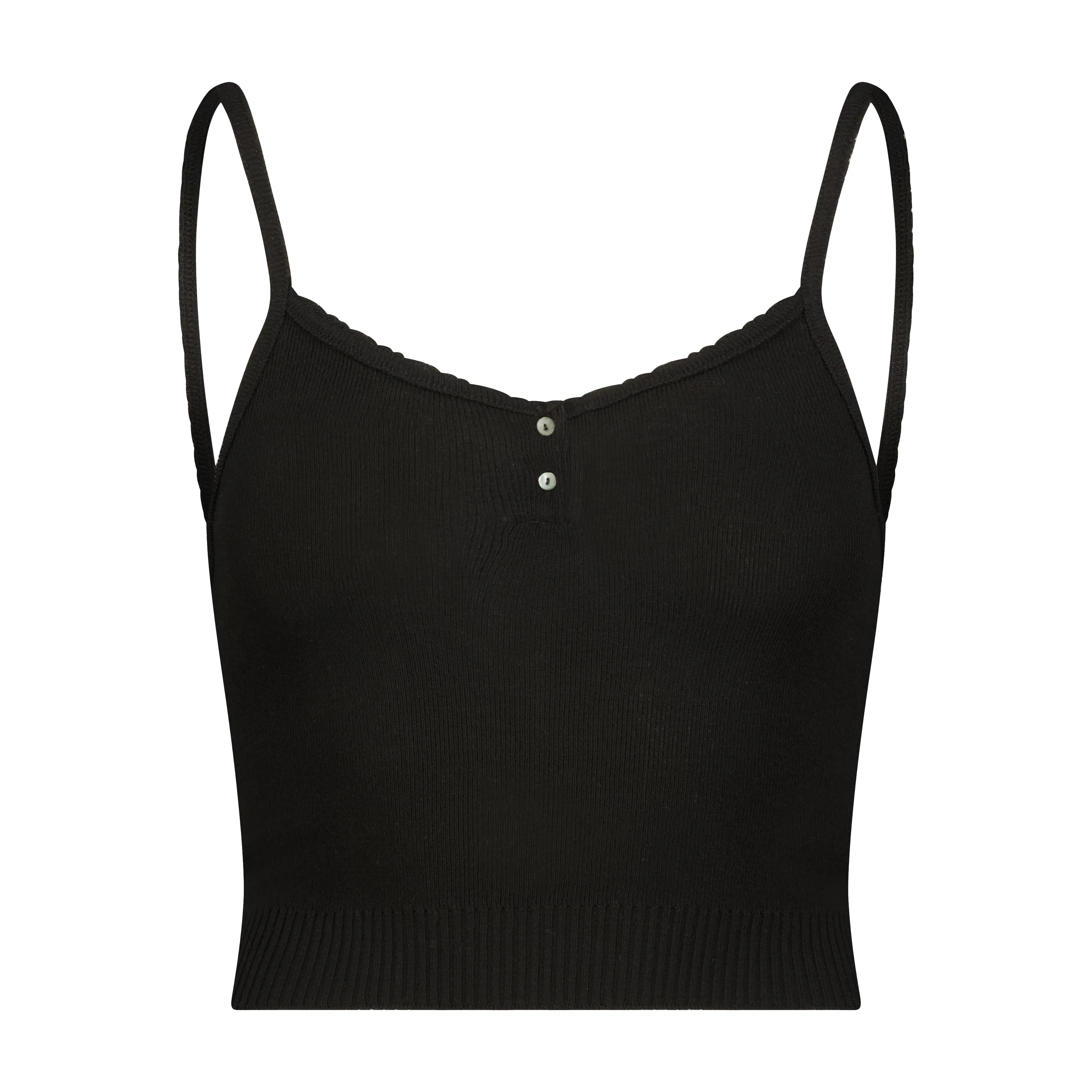 Polkadot Black LIZ CROP HENLEY CAMISOLE w Black Velvet