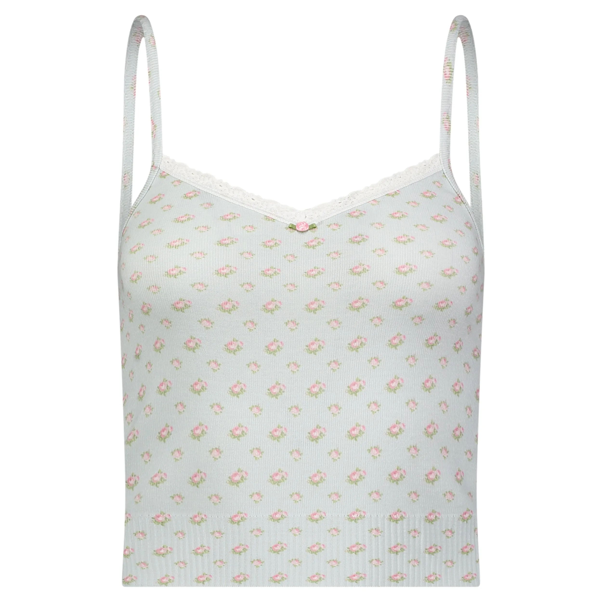 Polkadot BLUE CIEL DITSY ROSE Print LIZ CROP CAMISOLE