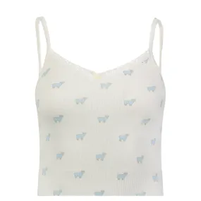 Polkadot BLUE SHEEP Print LIZ CROP CAMISOLE