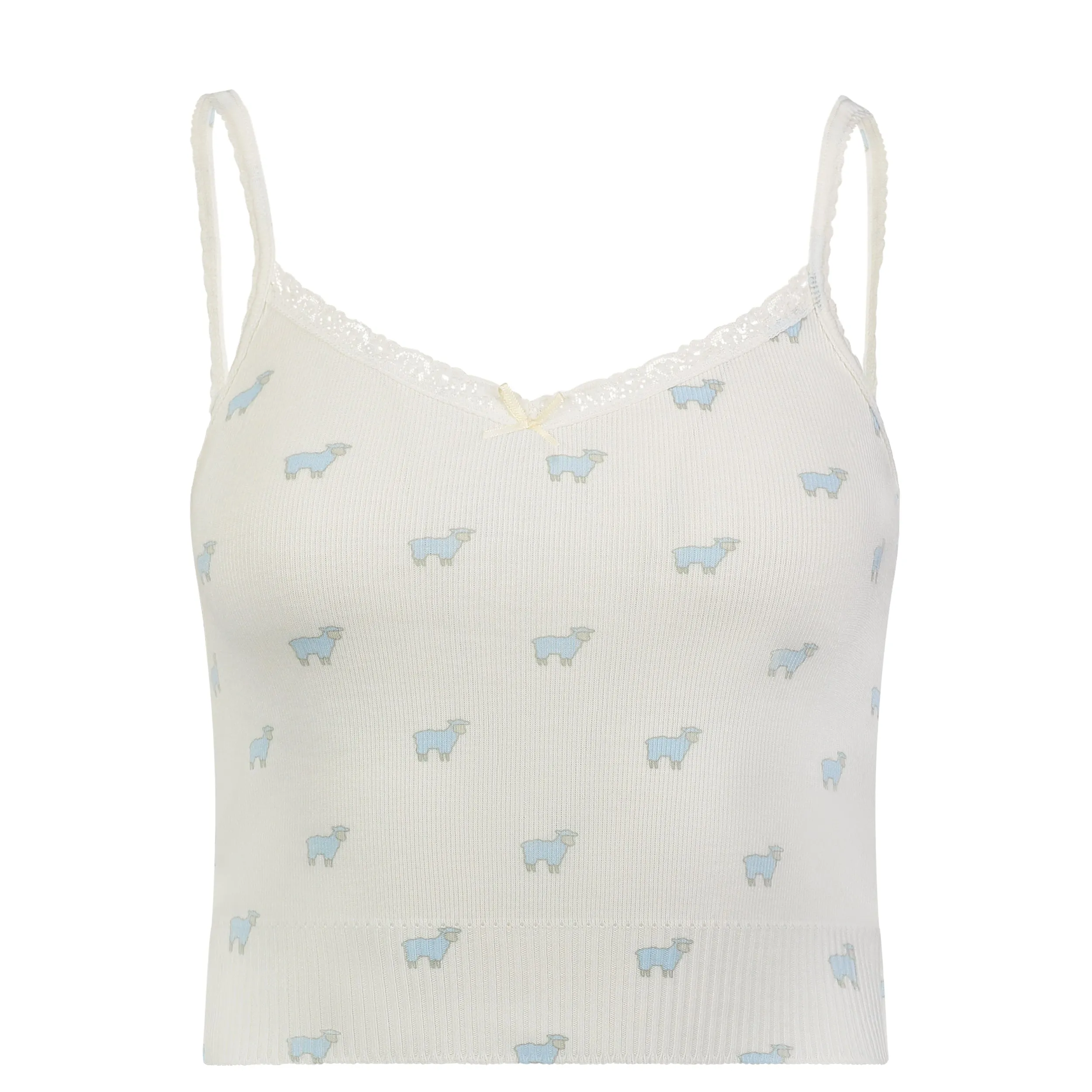 Polkadot BLUE SHEEP Print LIZ CROP CAMISOLE