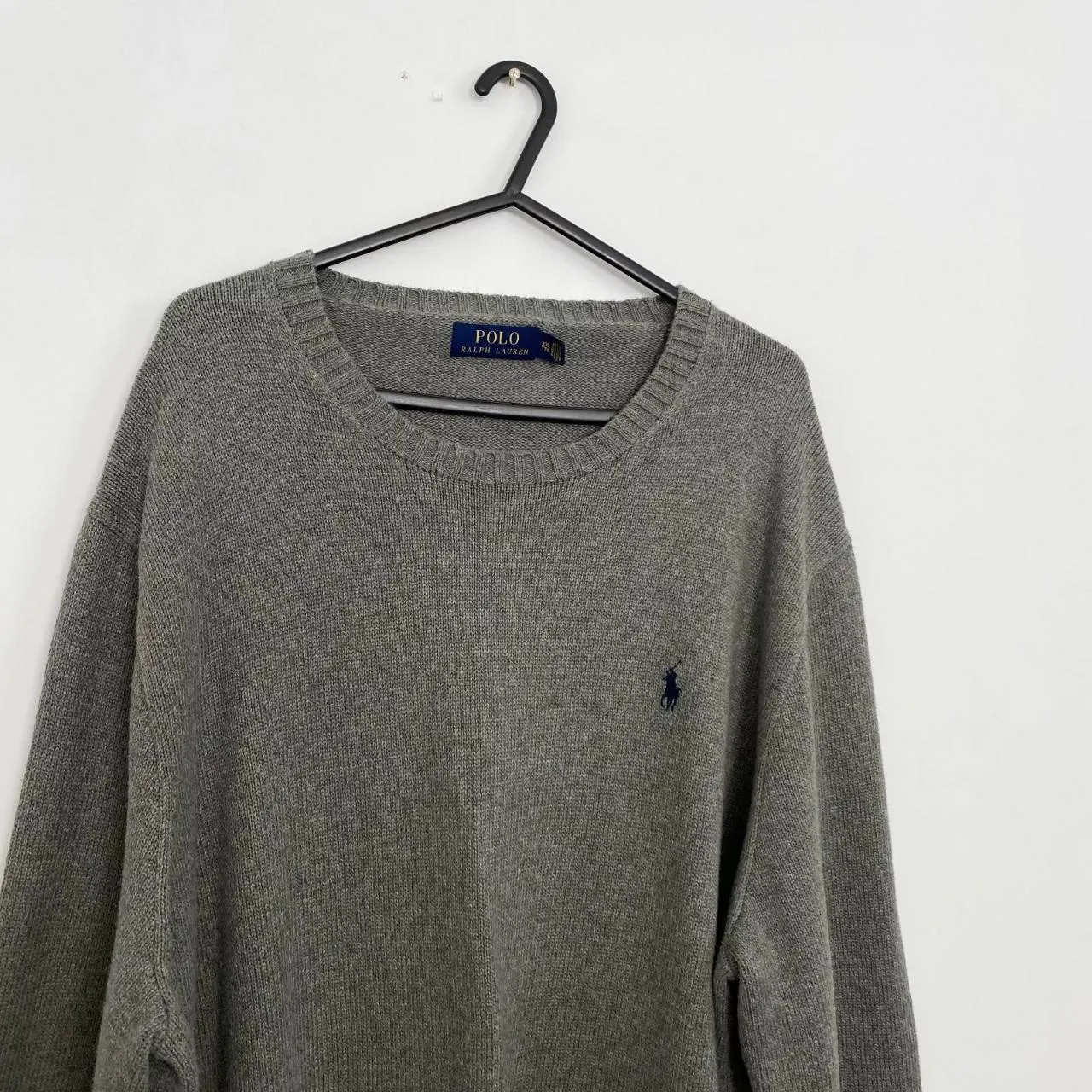 Preowned Polo Ralph Lauren Mens Knitted Jumper Size XXL / 2XL Grey Crew Sweater Knit.