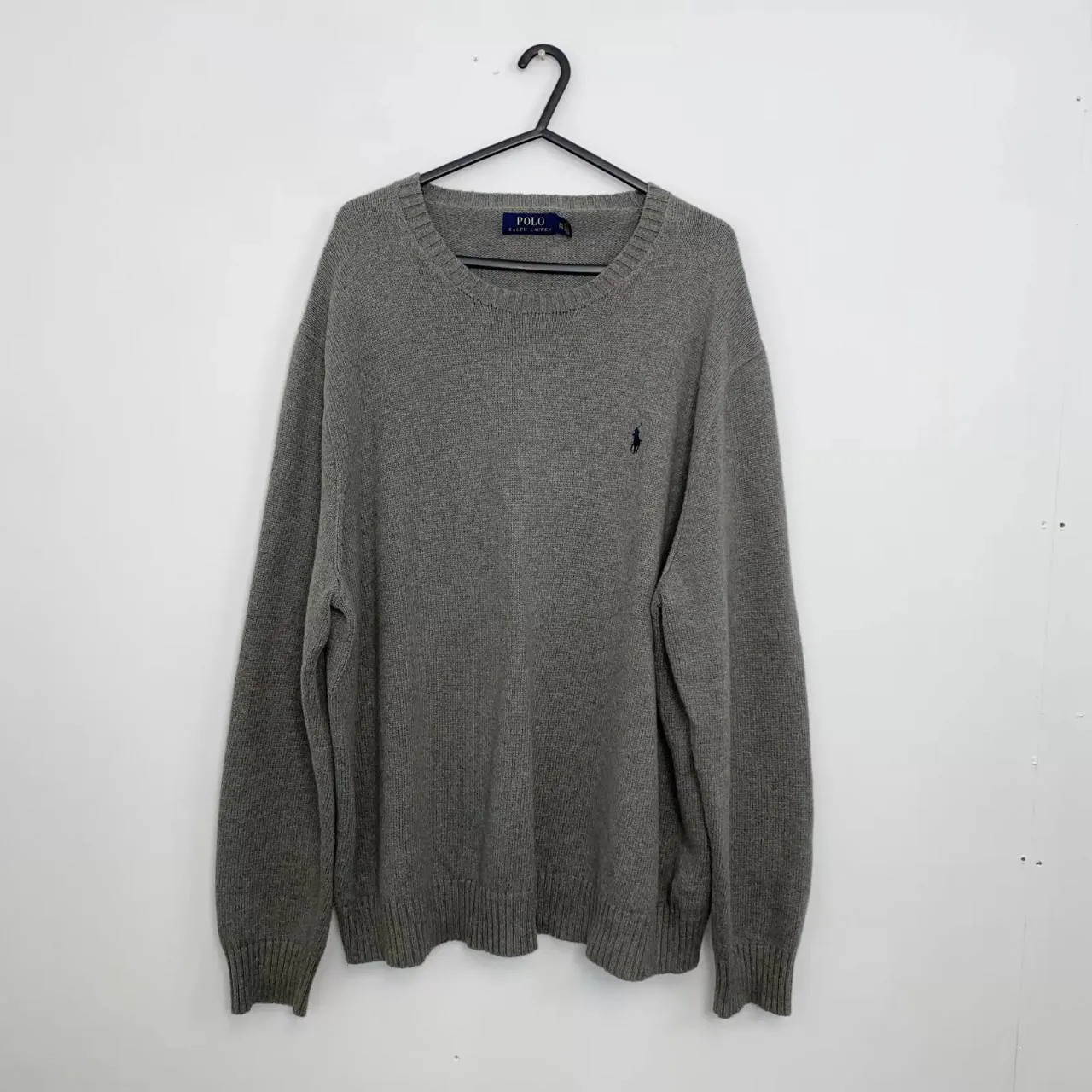 Preowned Polo Ralph Lauren Mens Knitted Jumper Size XXL / 2XL Grey Crew Sweater Knit.