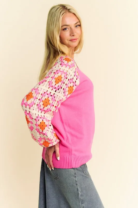 Pretty In Pink Crochet Sweater