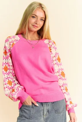 Pretty In Pink Crochet Sweater