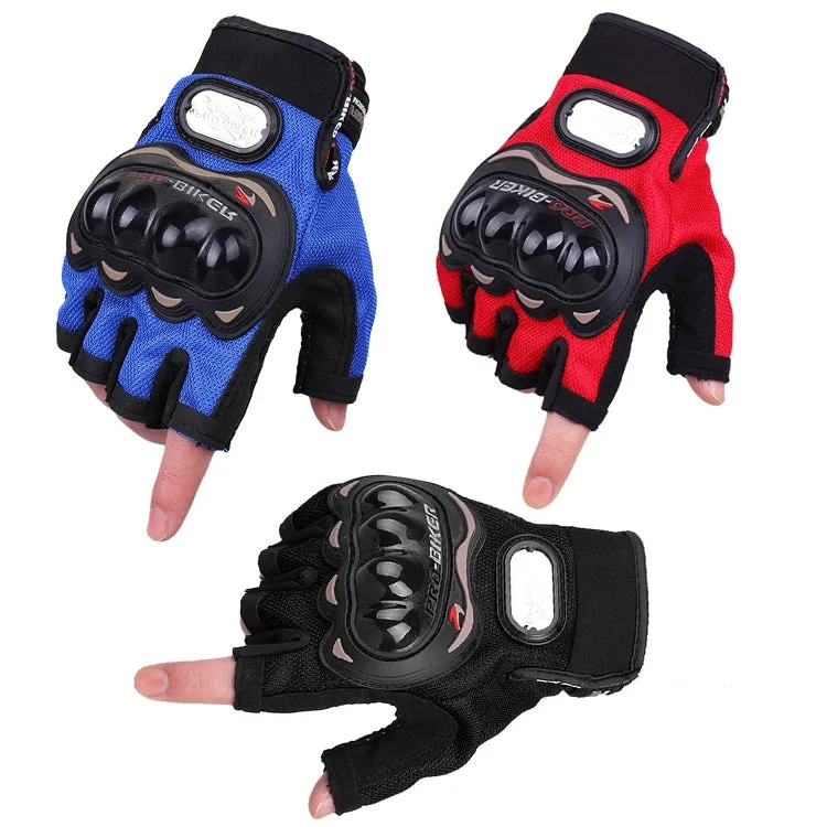 PRO-BIKER PRO01C Outdoor Cycling Glove Motorcycle Anti-Drop Safety Protection Half-Finger Glove, Specification: L(Black)