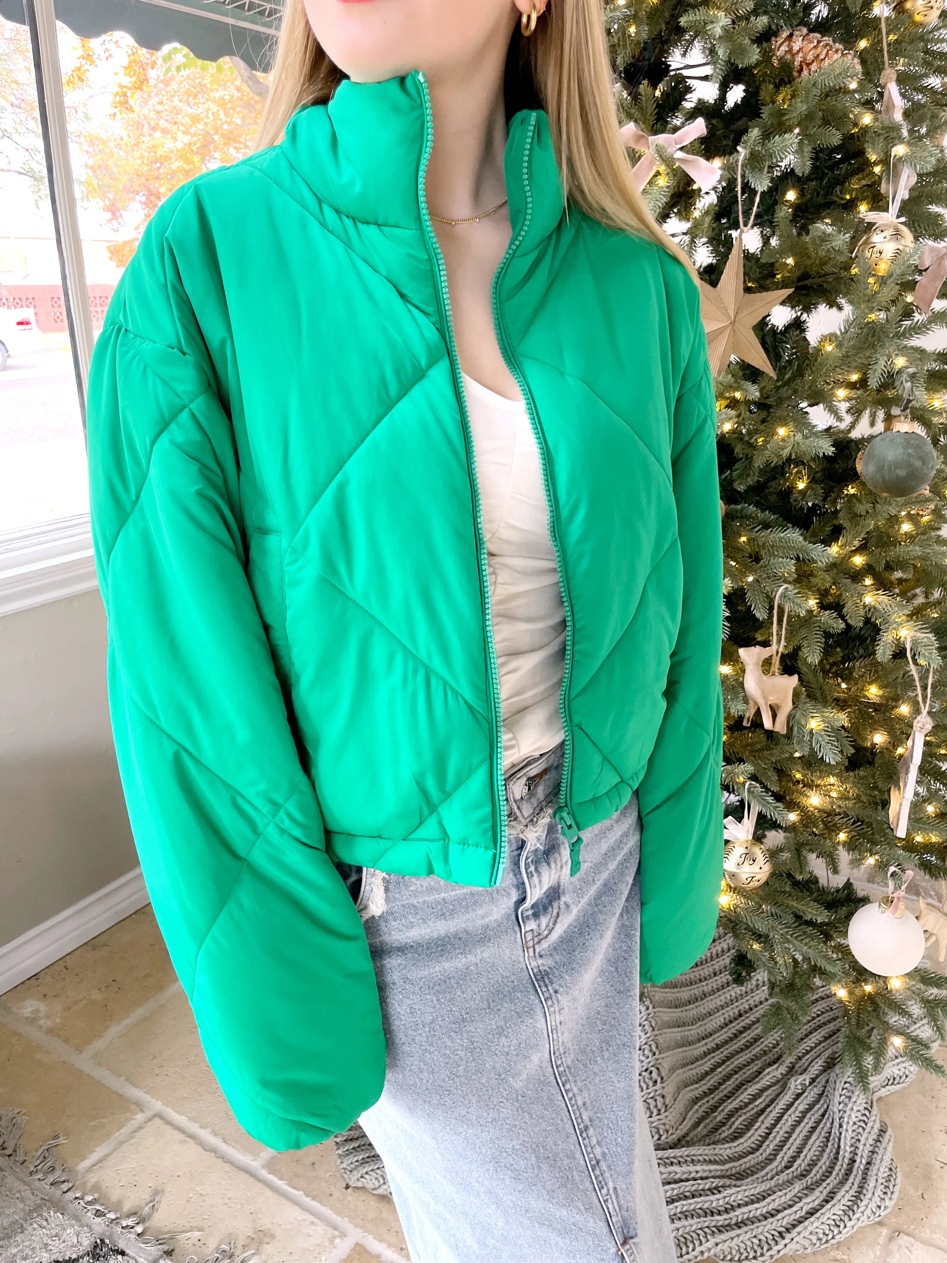 Puffer Jacket in Kelly Green