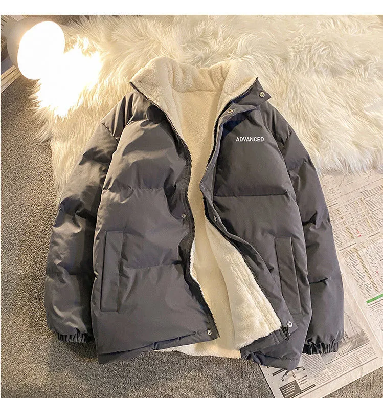 Purpdrank - Fleece Thicken Letter Graphic Men and Women Winter Coat Unisex Oversize Parkas Korean Coat Warm Baggy Casual Jackets Feamle Y2K