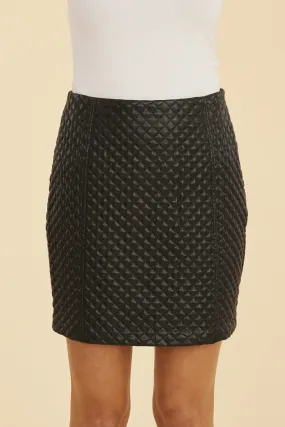 Quilted Faux Leather Skirt