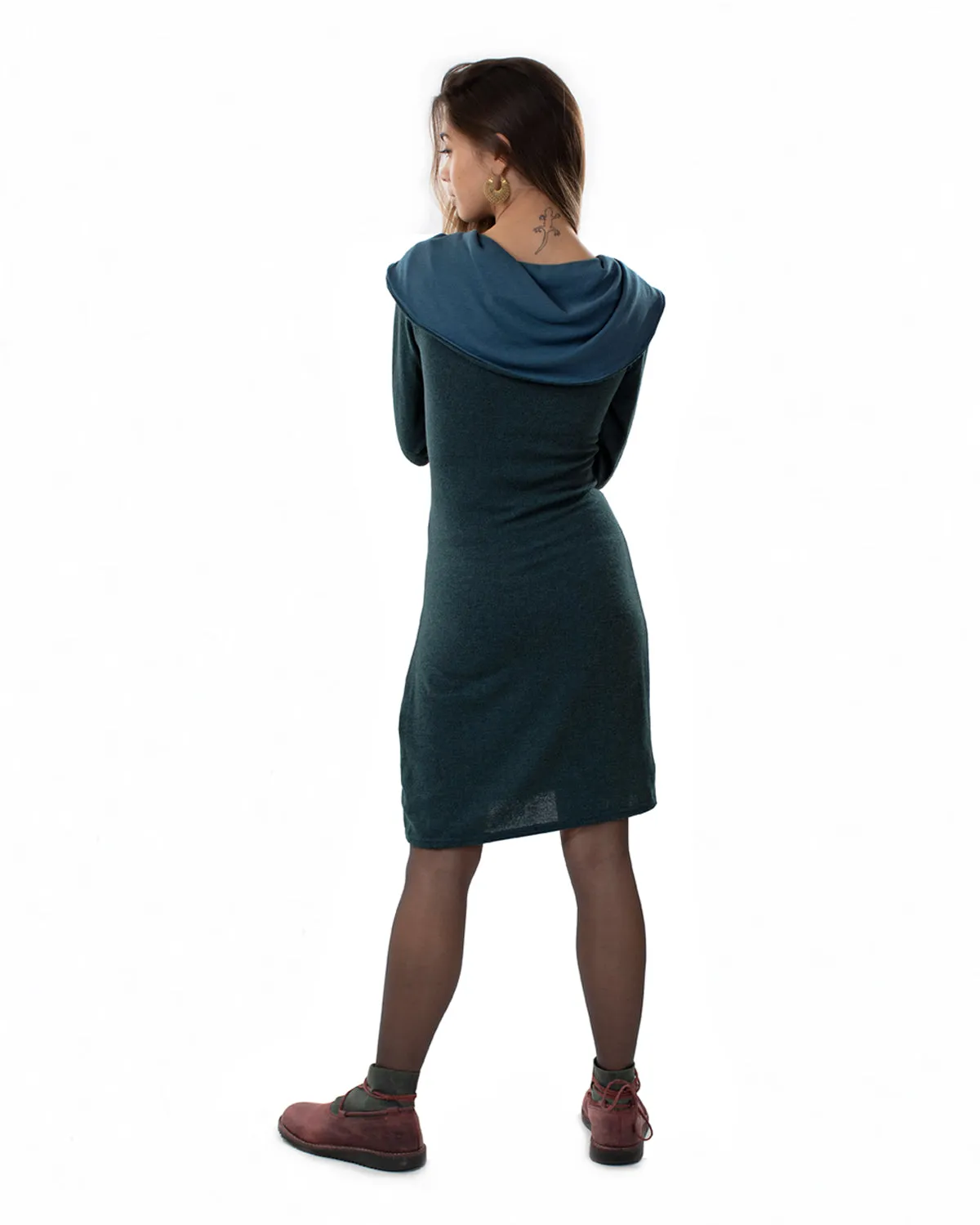 "Isha" Long Sleeved Pencil Dress Teal/Dark Teal