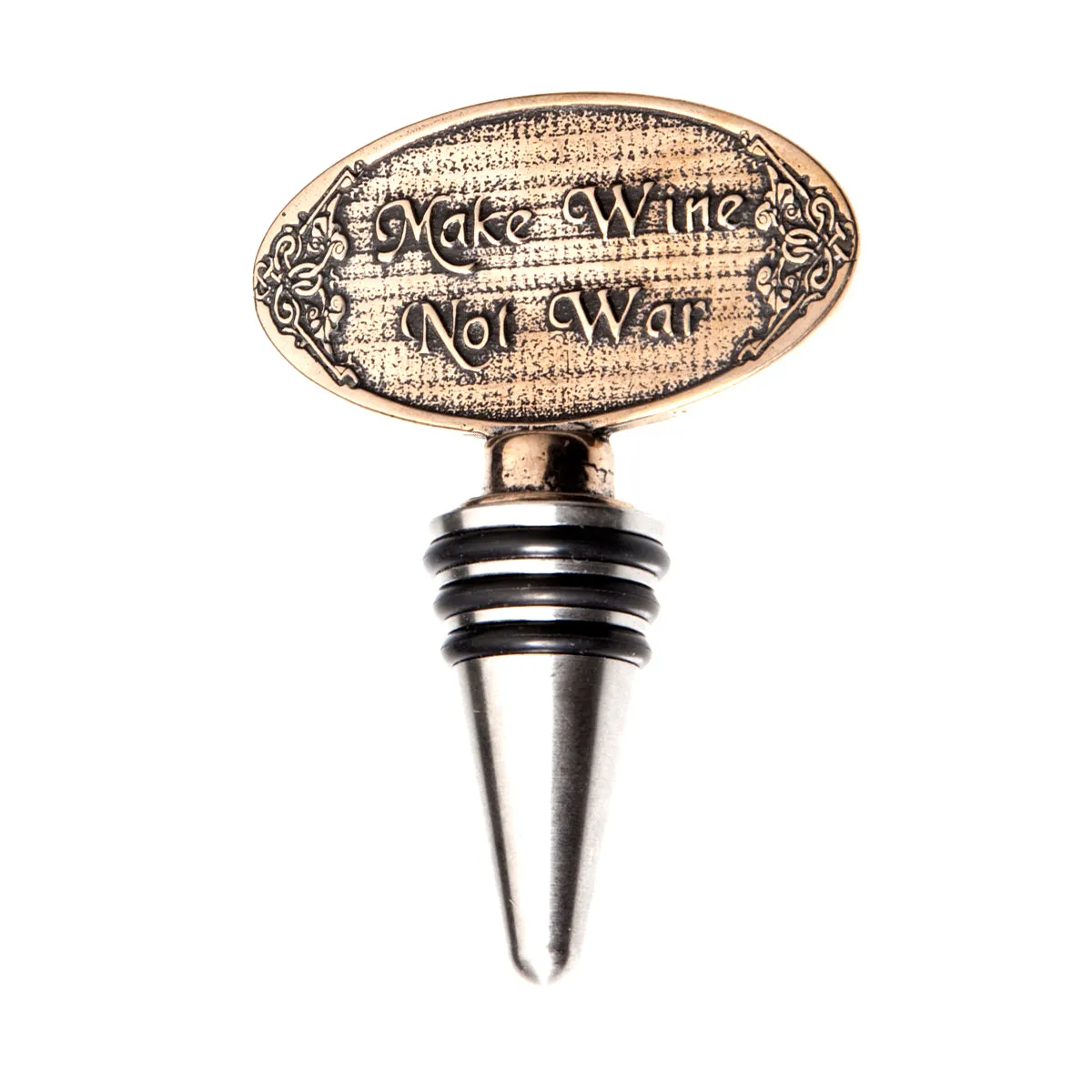 "Make Wine Not War" Stainless Steel Wine Bottle Stopper