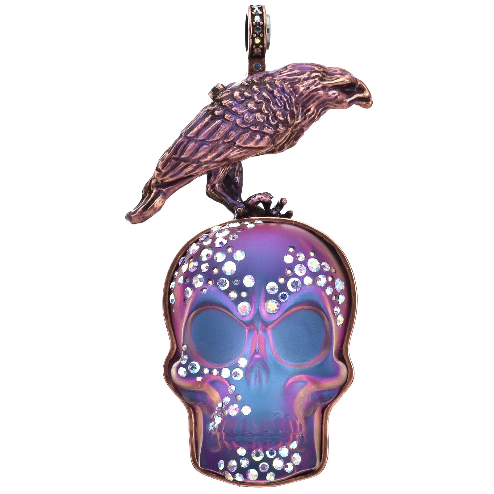 Raven's Heart Stormy Crystal Skull Magnetic Enhancer (Copper Ox/Mystic Iridis)