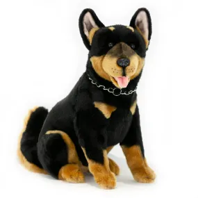 Realistic Black and Tan Large Sitting Australian Kelpie Plushie Size 36cm/14"