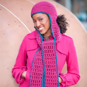 Red Heart Crochet Hooded Scarf