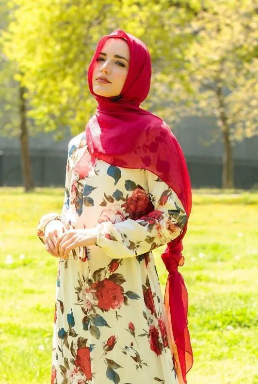 Red Shimmer Hijab Head Scarf