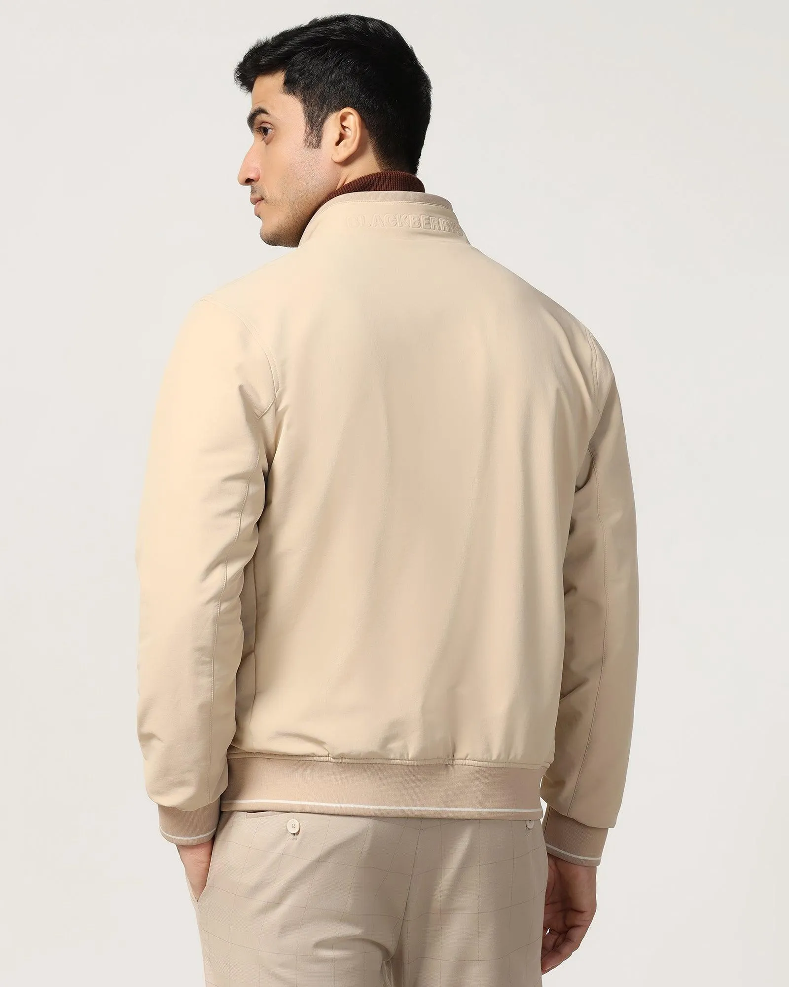 Reversible Beige Solid Zipper Jacket - Coronado