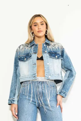 Rhinestone Studded Denim Jacket