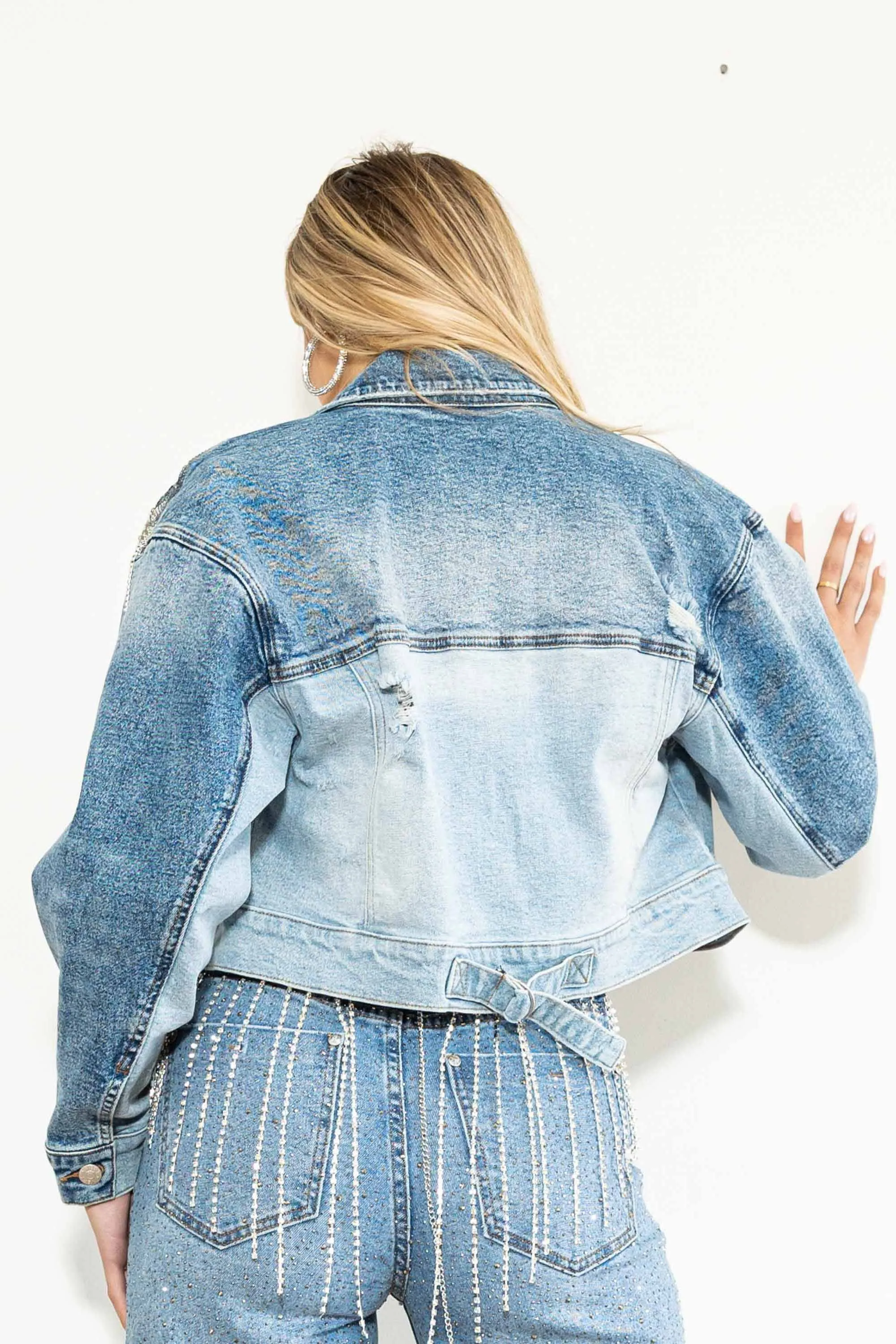 Rhinestone Studded Denim Jacket