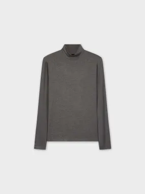 RIBBED TURTLENECK-HEATHERED GREY