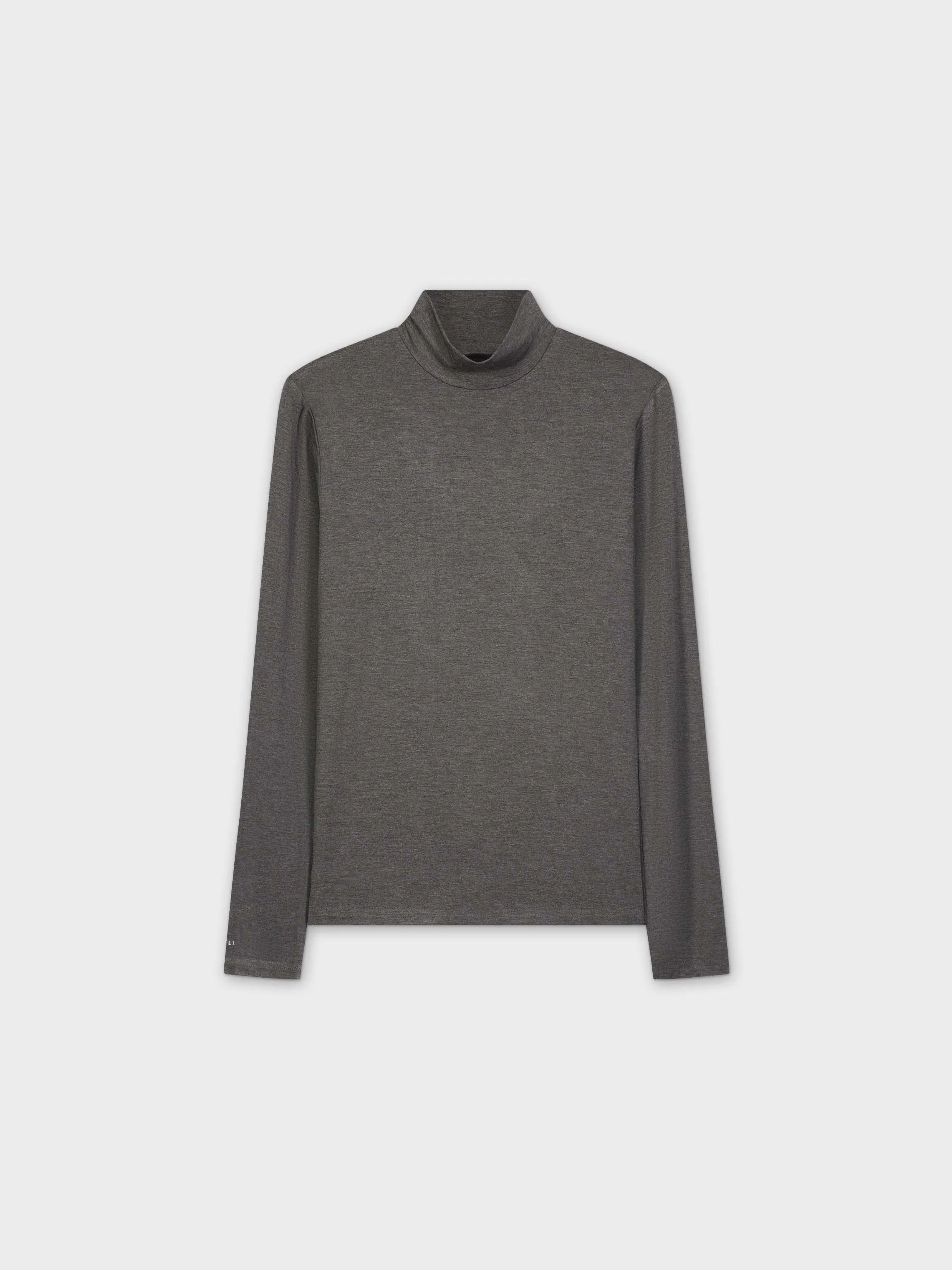 RIBBED TURTLENECK-HEATHERED GREY