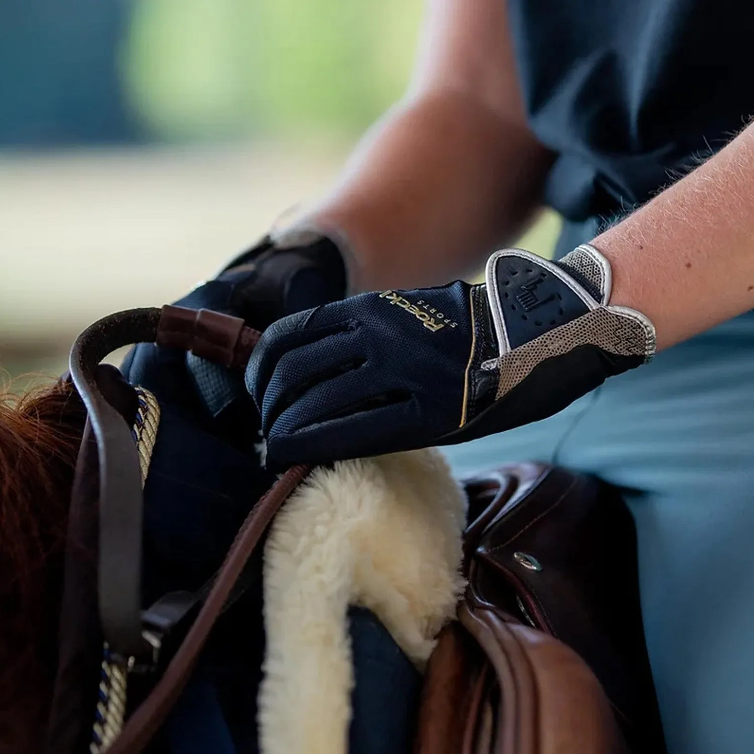 Roeckl Sports Madrid Riding Gloves - Navy/Black/Gold