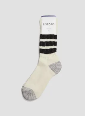 Rototo Coarse Ribbed Oldschool Crew Sock in Black