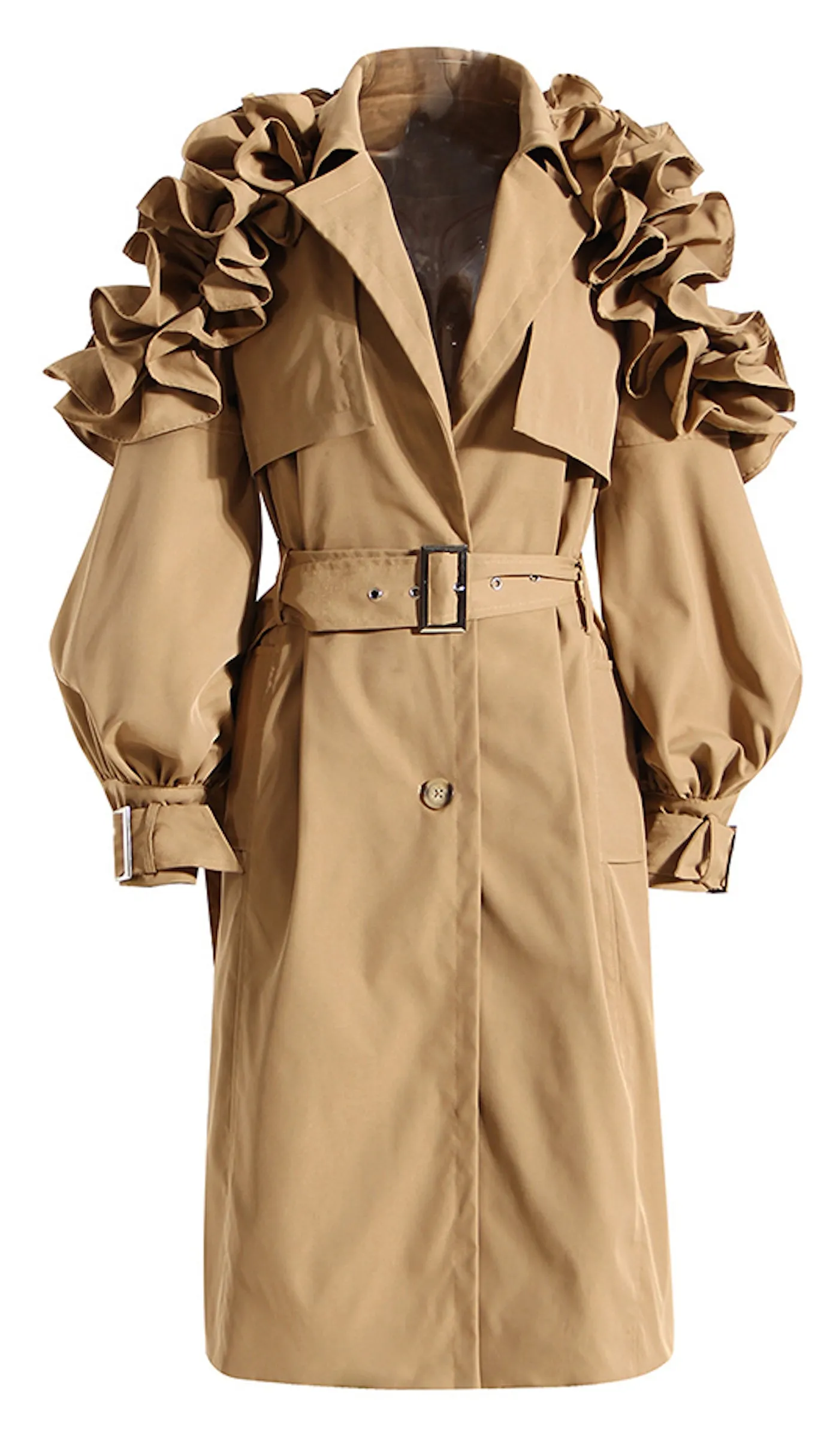 Ruffle Trim Trench