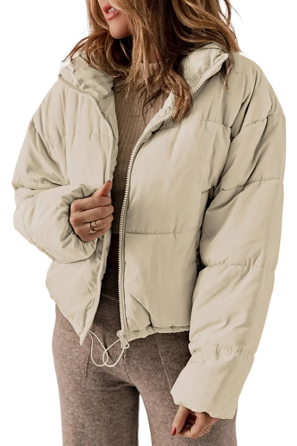 sara drawstring puffer coat