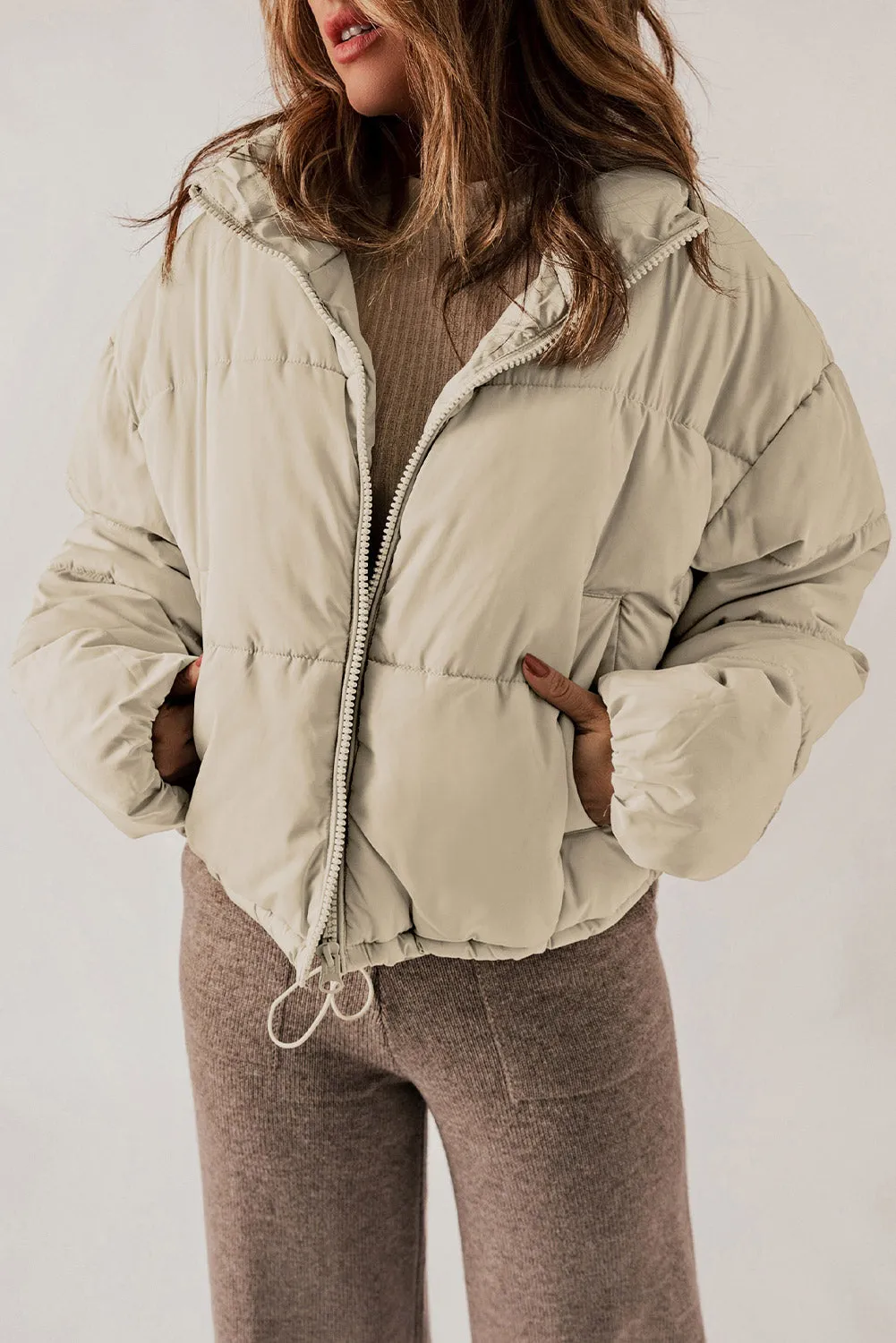 sara drawstring puffer coat