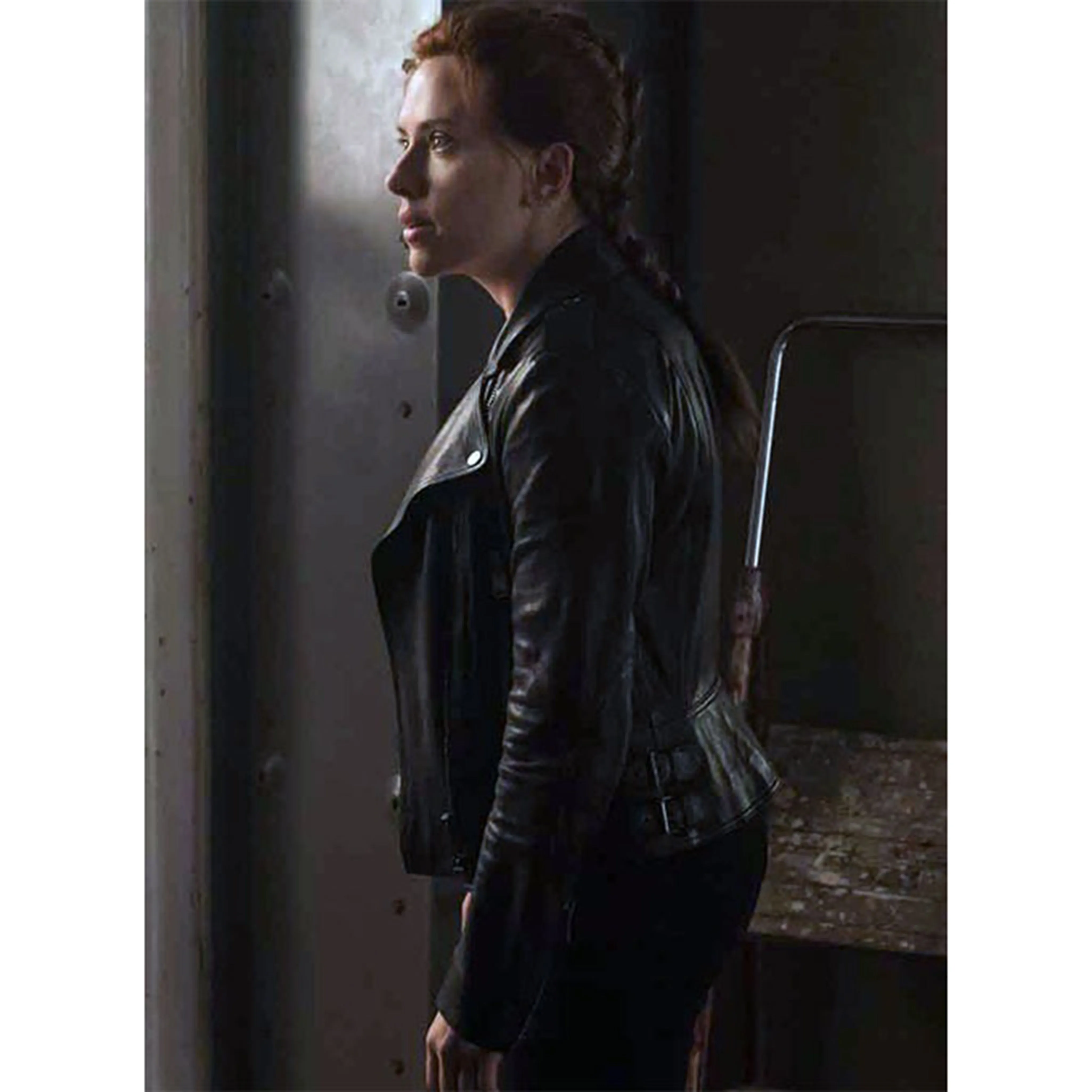 Scarlett Johansson Leather Biker Jacket Black