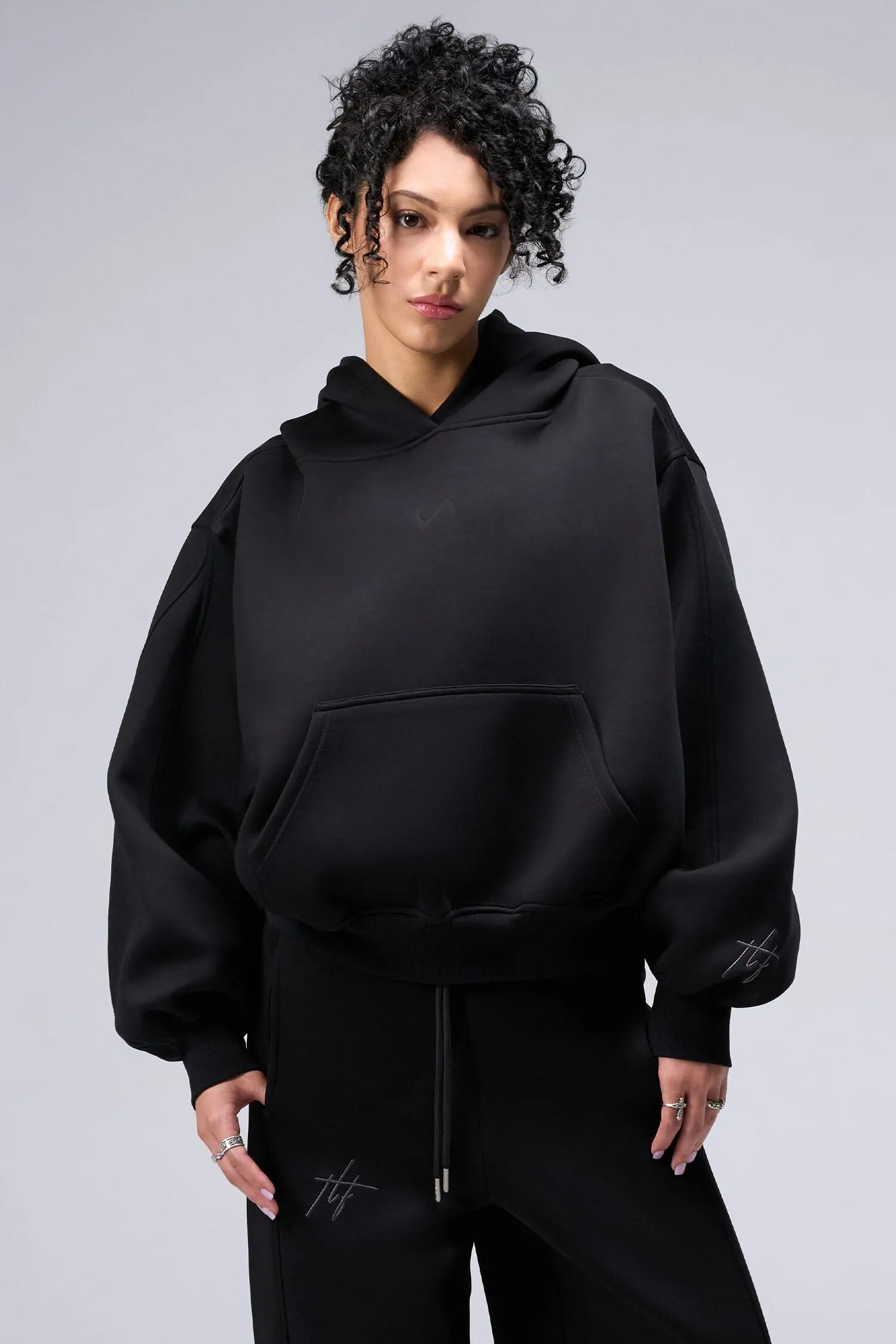 Scuba Tech Oversized Cropped Hoodie