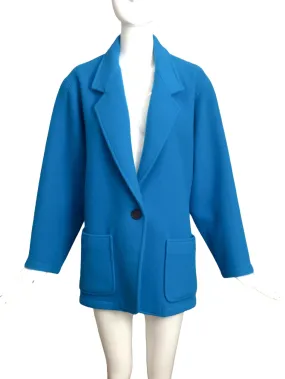 SHAMASK- 1990s Blue Wool Fleece Coat, Size 10