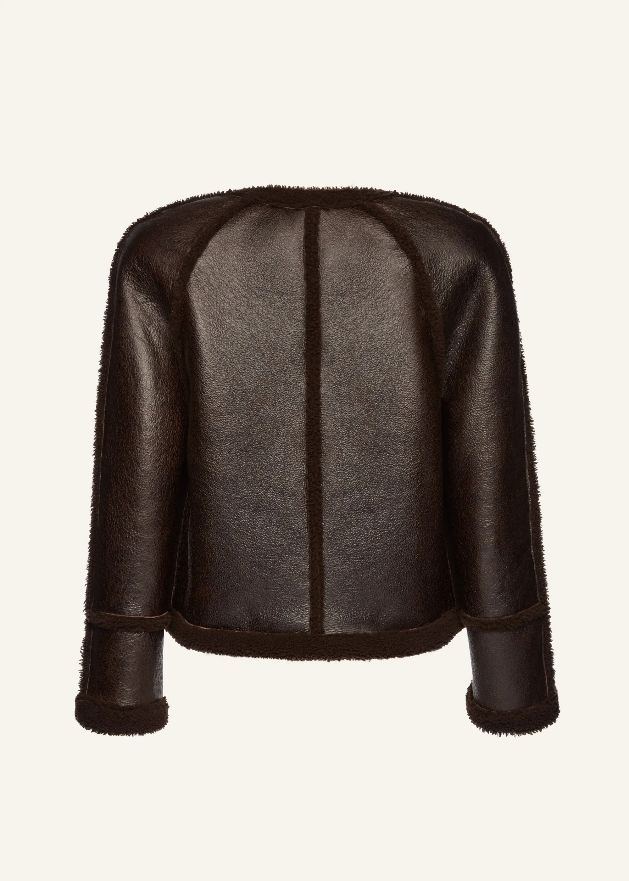 Shearling button jacket in brown