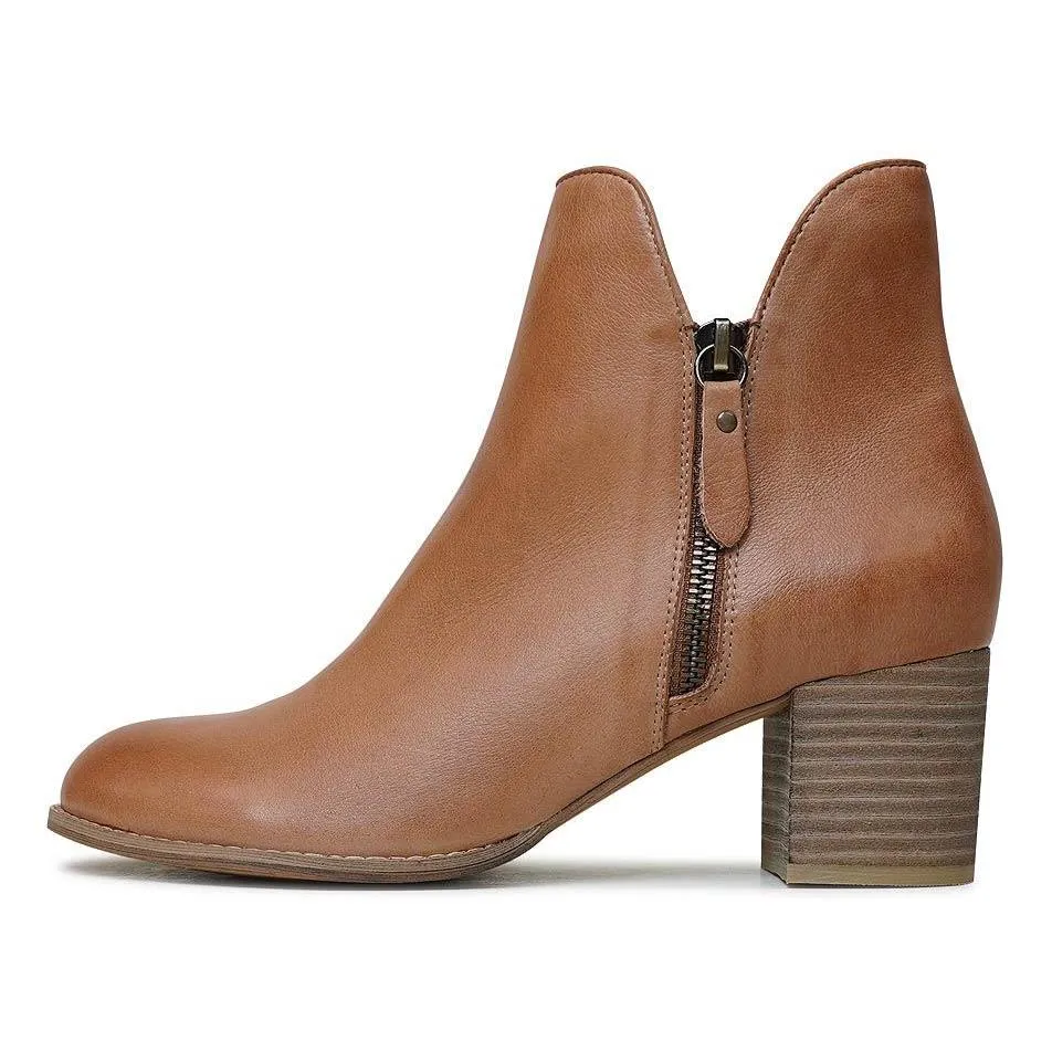 Shiannely Dark Tan Leather Ankle Boots