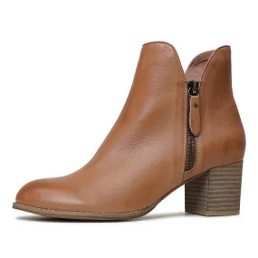 Shiannely Dark Tan Leather Ankle Boots