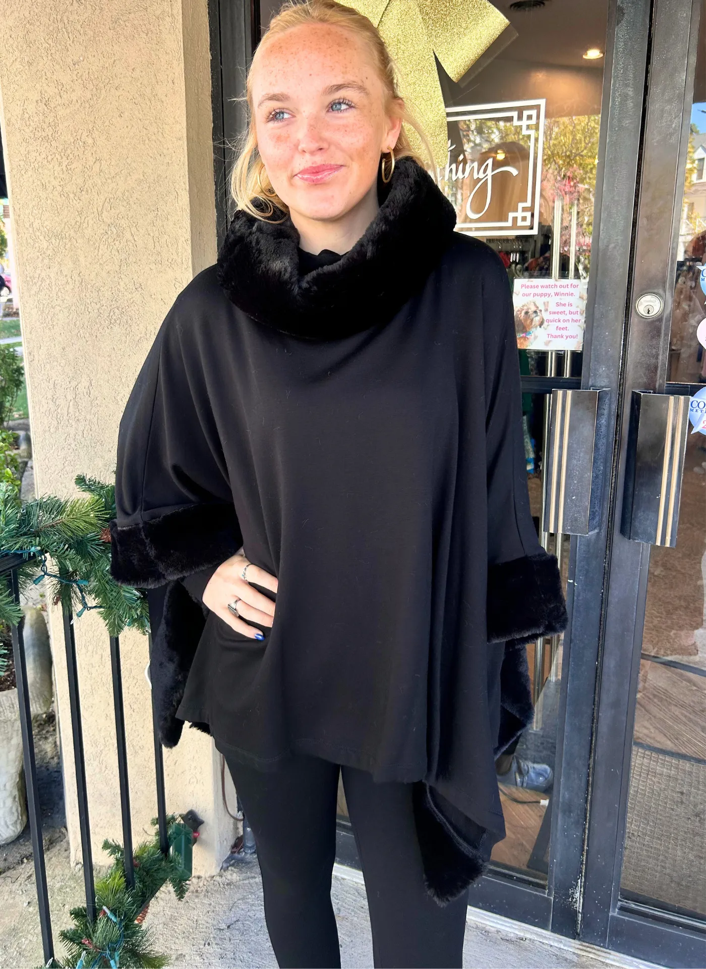 Sian Faux Fur Poncho