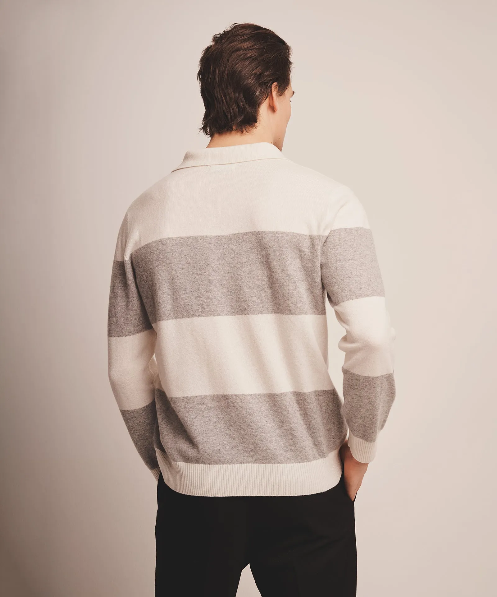 Signature Cashmere Striped Rugby Polo