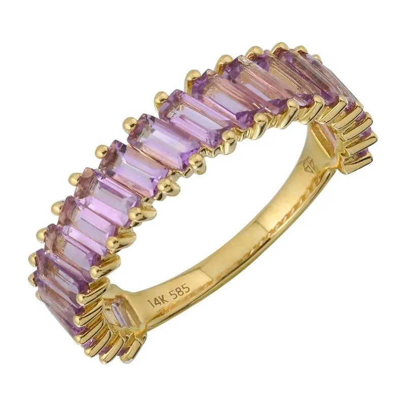 Slanted Baguette Gemstone Ring