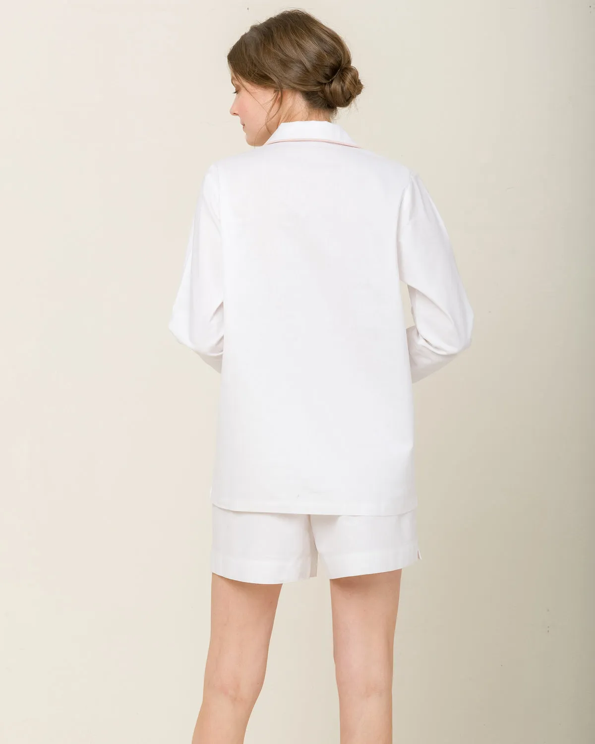 Sophia Linen-Mix Pyjama in Moonlight White - Shorts