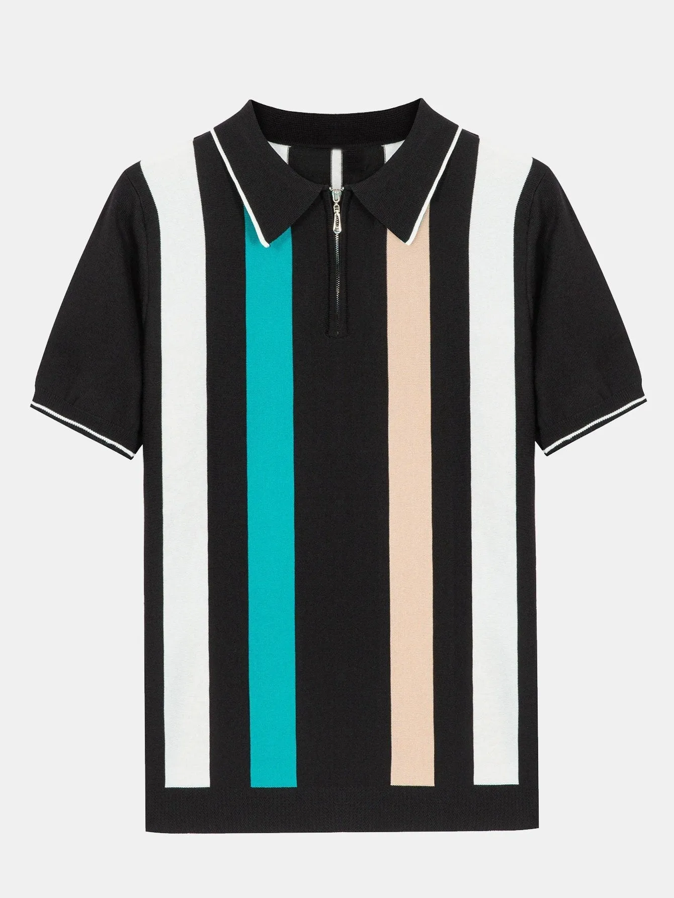 Striped Zip Sweater Polo