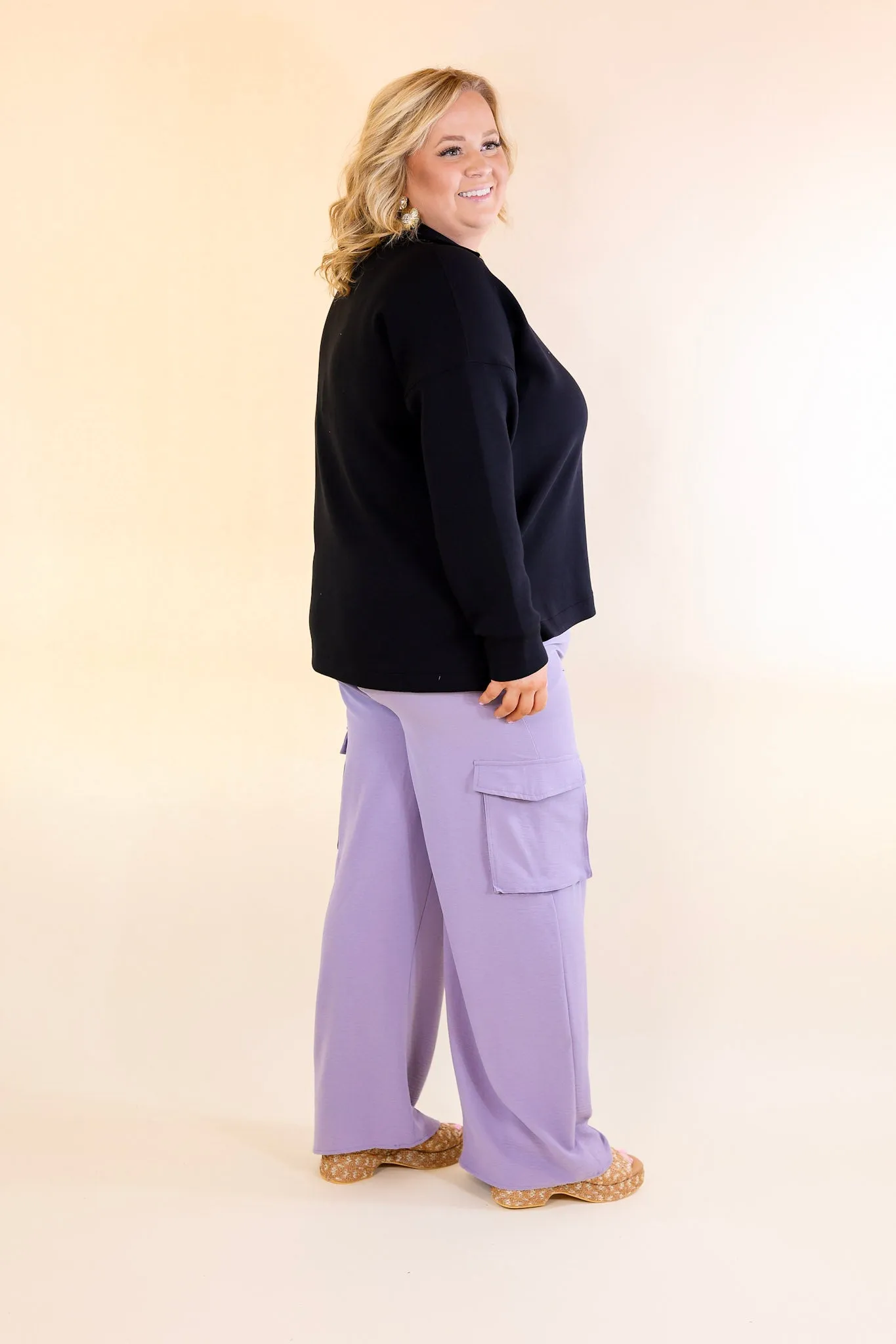 Sunday Stroll Wide Leg Cargo Pant in Lilac Purple