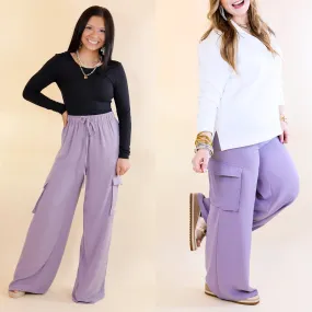 Sunday Stroll Wide Leg Cargo Pant in Lilac Purple