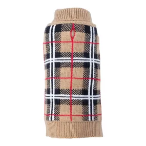 Tan Plaid Dog Sweater