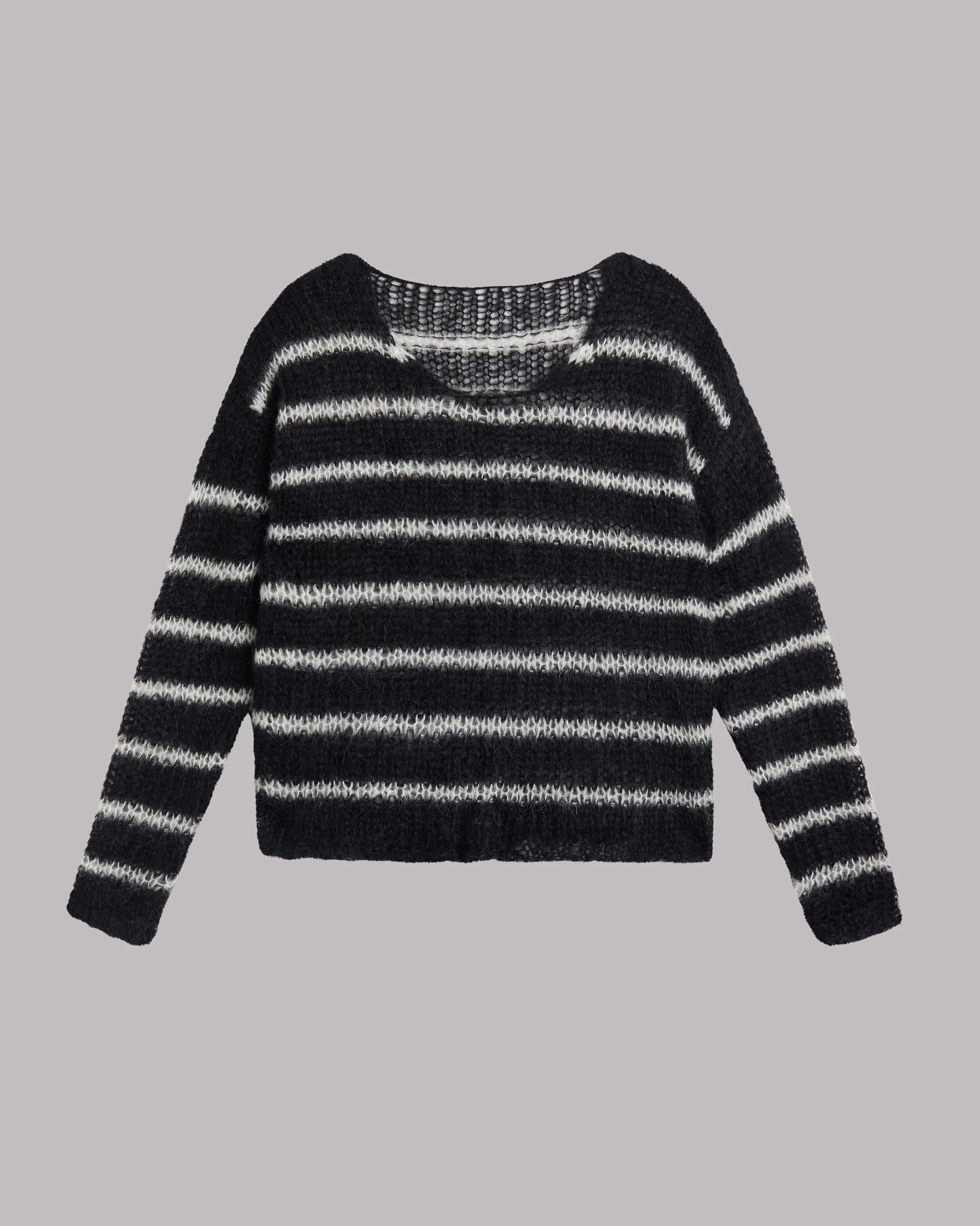 The Black Striped Mohair Knitted Sweater