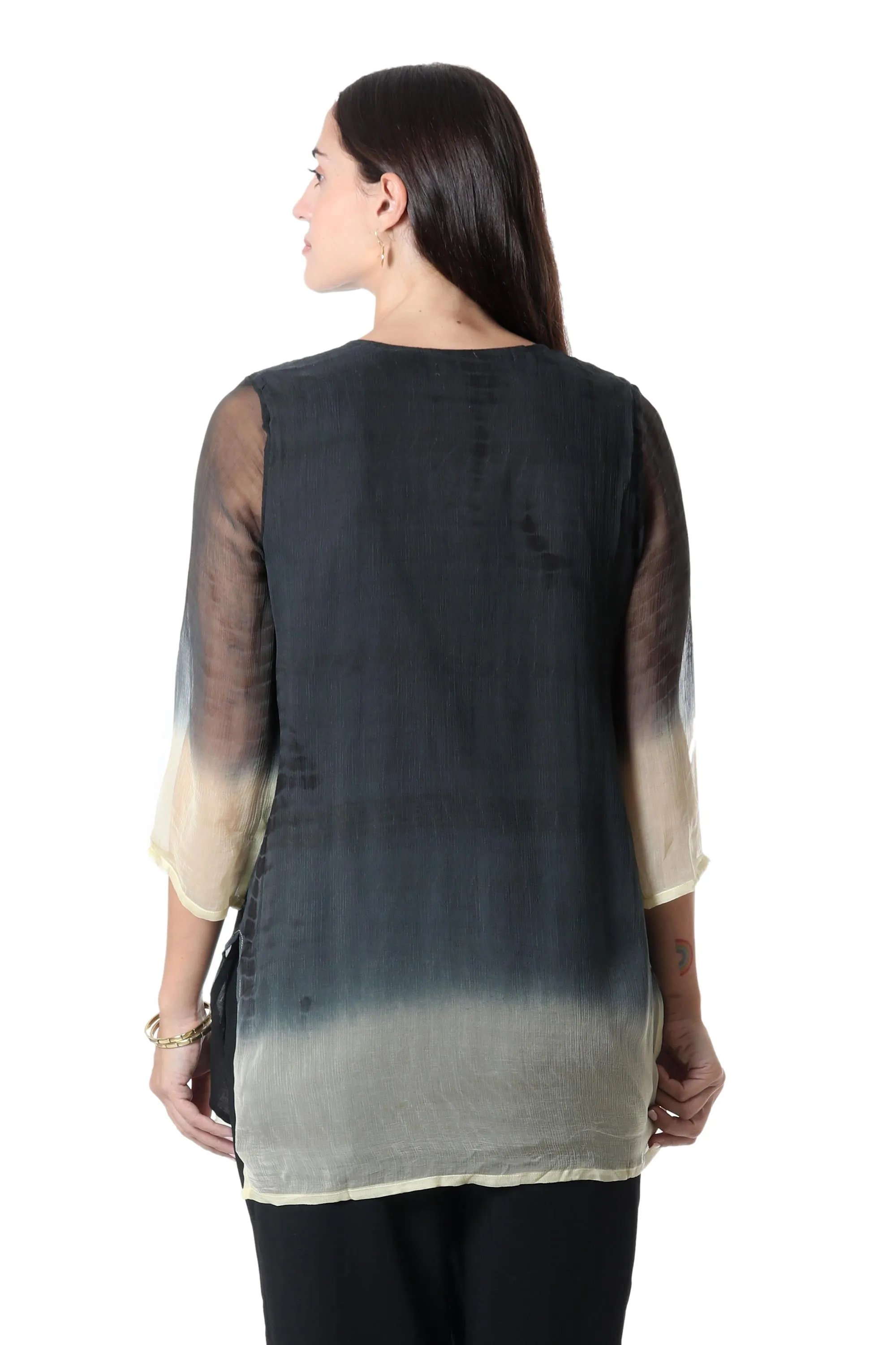 Tie-Dyed Tunic with Glass Bead Detail - Magical Glamour | NOVICA