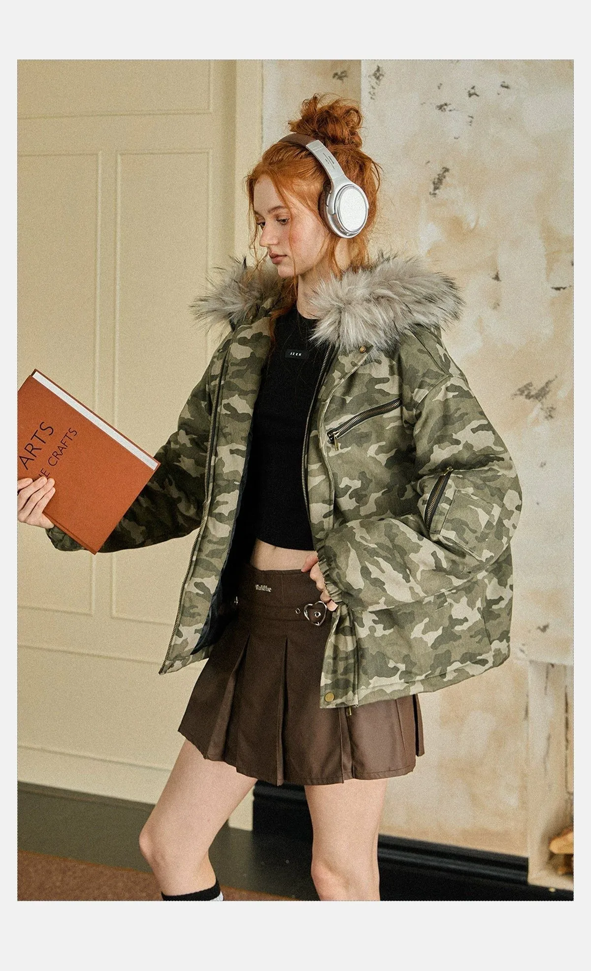 Tom Camo Fur Hood Puffer Jacket